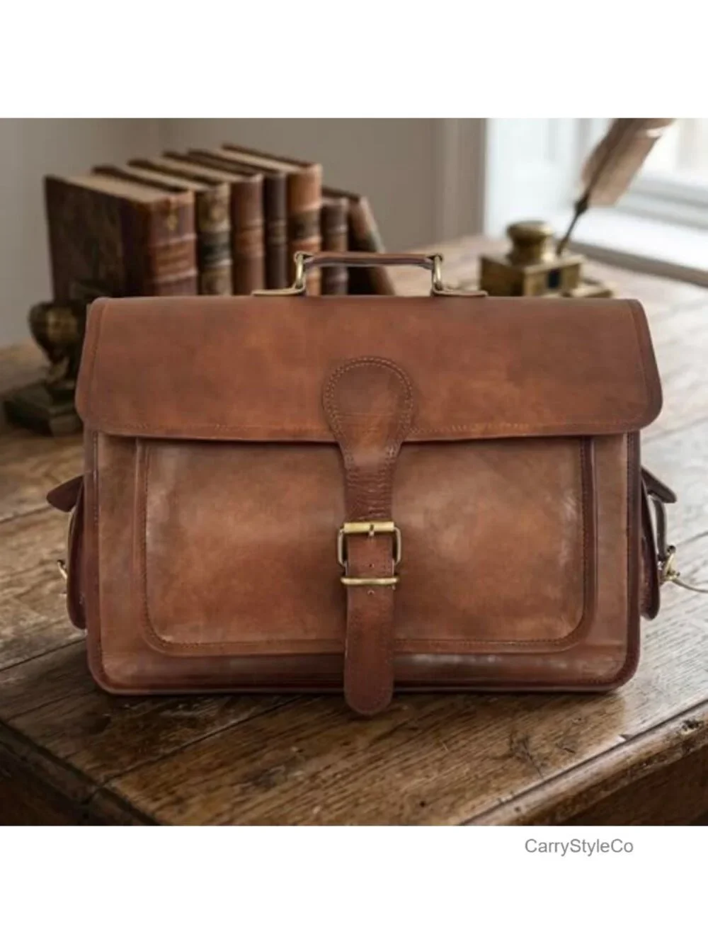 Genuine Leather Laptop Messenger Bag 15.6-17 Inch Vintage Work Briefcase Unisex